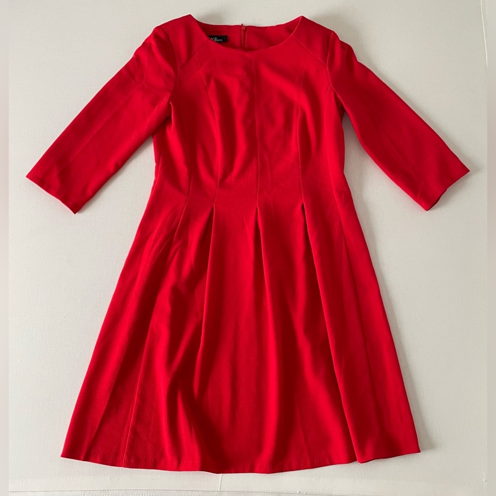 AGB Dress Midi Red 12 Large 3/4 Length Sleeves